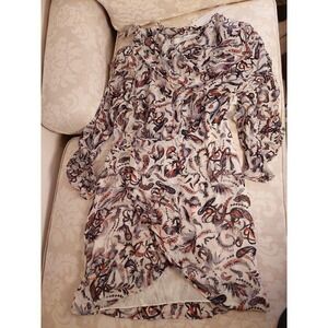 NEW! IRO Langurspe Ruffled Boho Print Dress Ecru Sz US 10‎ $775